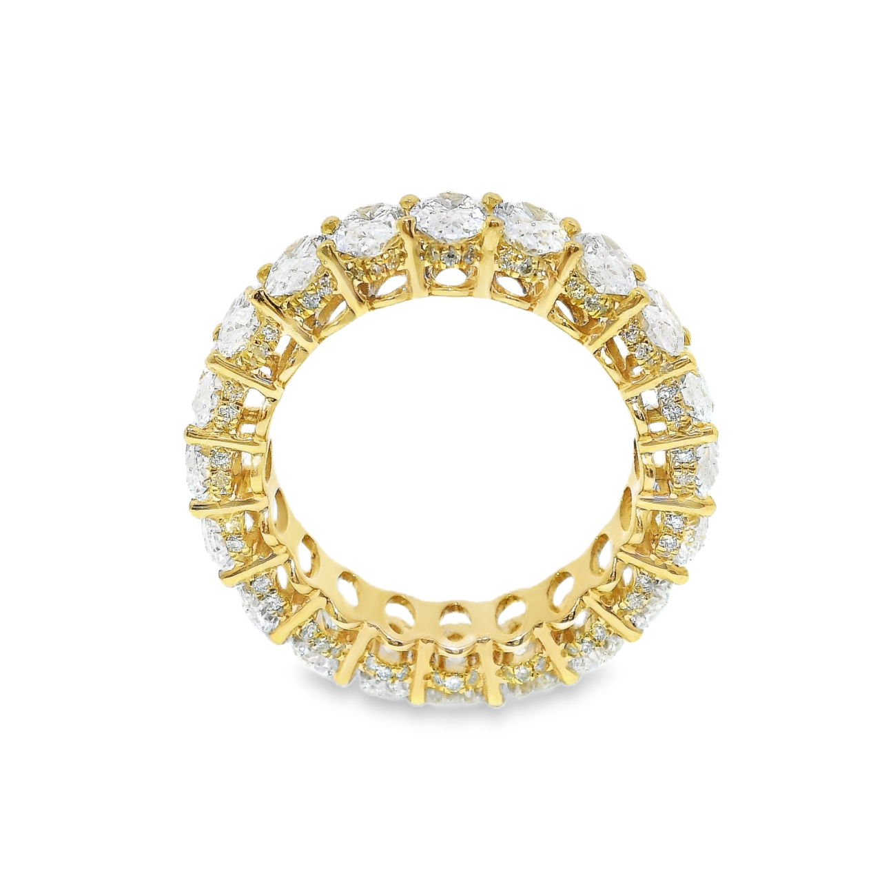 6 Carat Oval Lab Grown Diamond Eternity Band in 14k Yellow Gold - 4.1mm Width