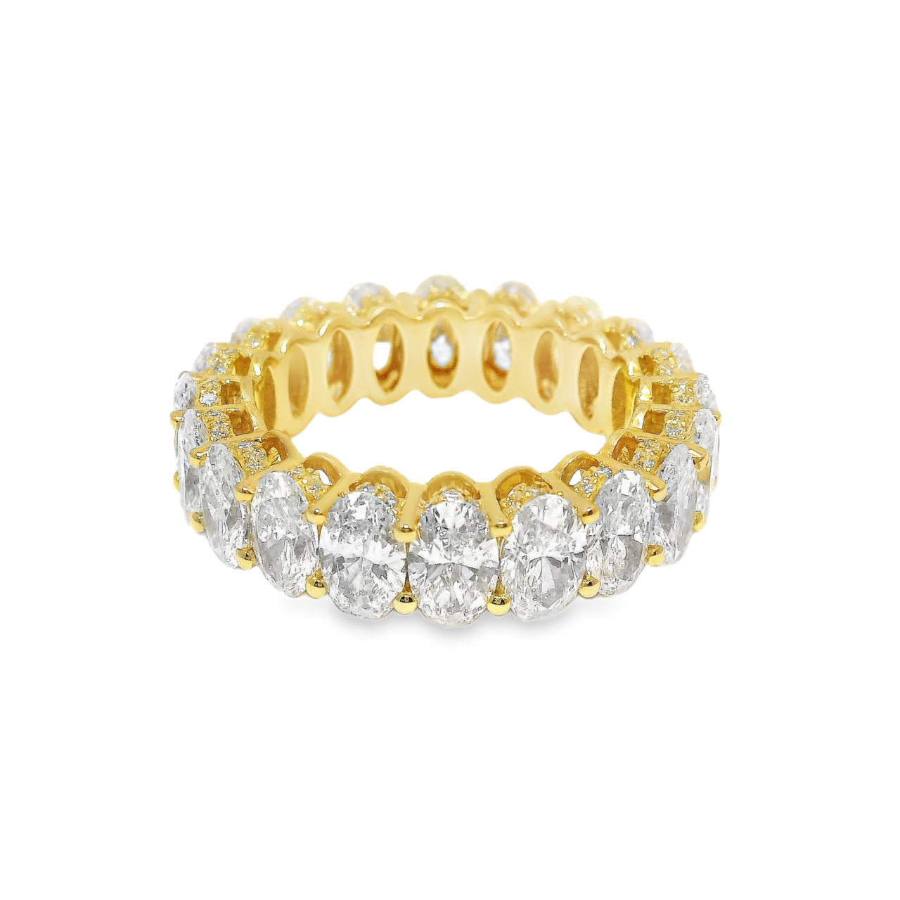6 Carat Oval Lab Grown Diamond Eternity Band in 14k Yellow Gold - 4.1mm Width