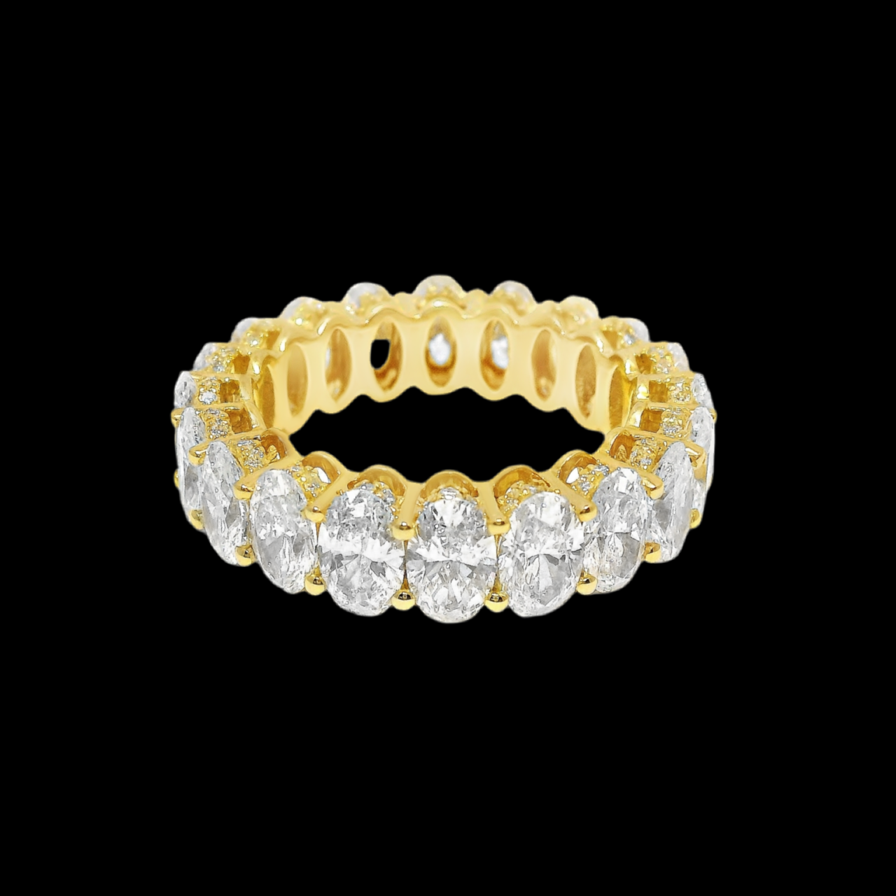 6 Carat Oval Lab Grown Diamond Eternity Band in 14k Yellow Gold - 4.1mm Width